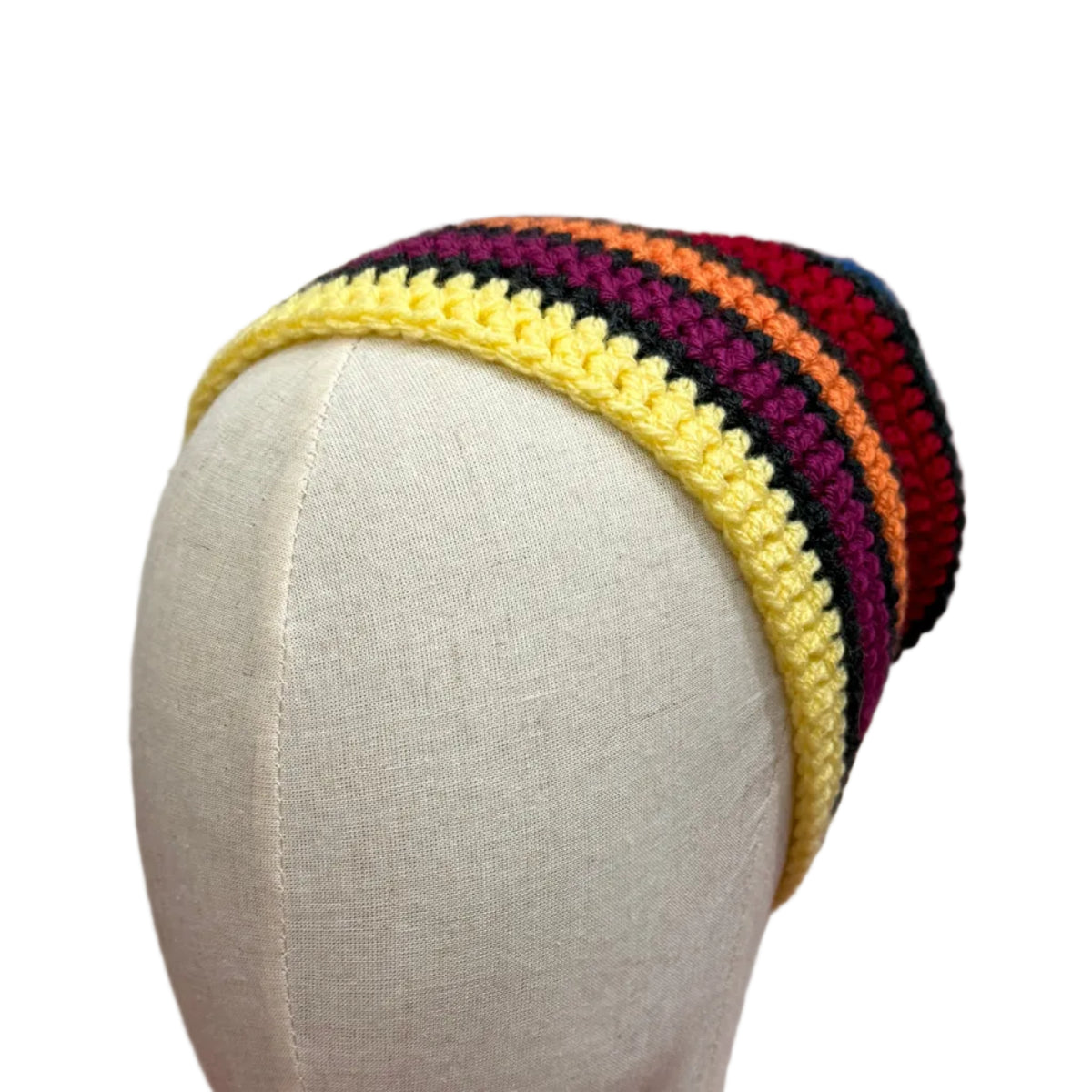 8 Colour Yellow Striped Adult Beanie