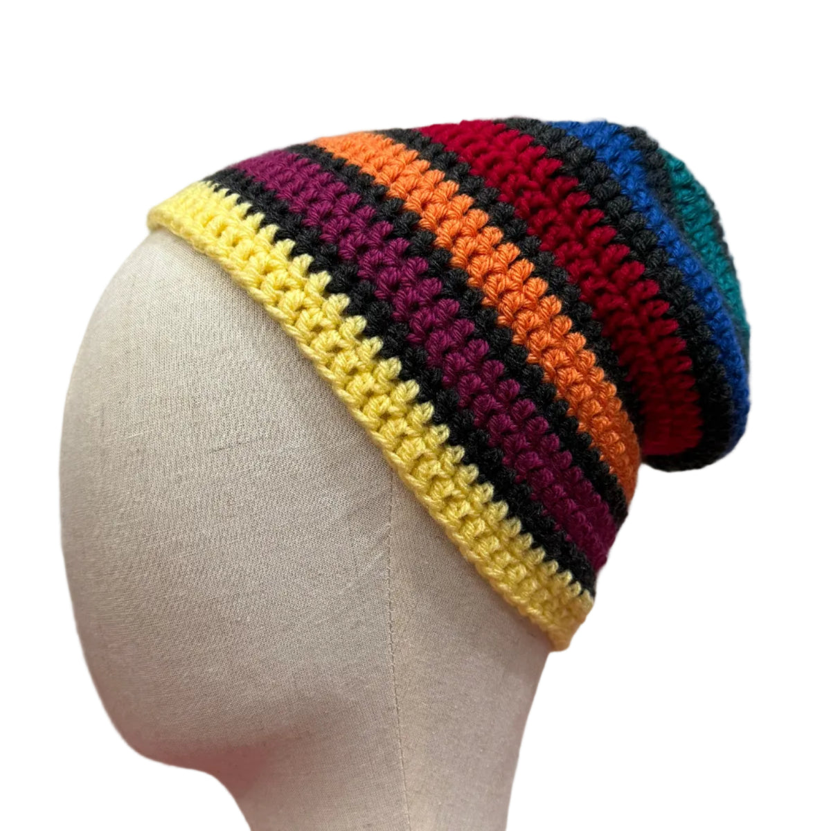 8 Colour Yellow Striped Adult Beanie