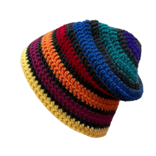 8 Colour Yellow Striped Adult Beanie
