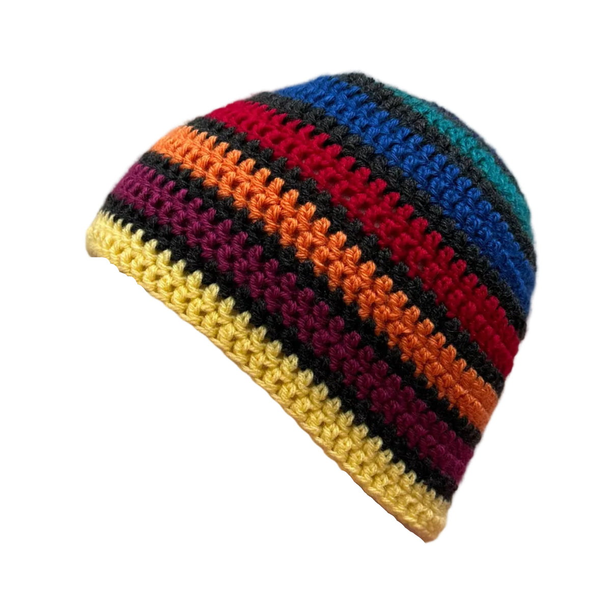 8 Colour Yellow Striped Adult Beanie