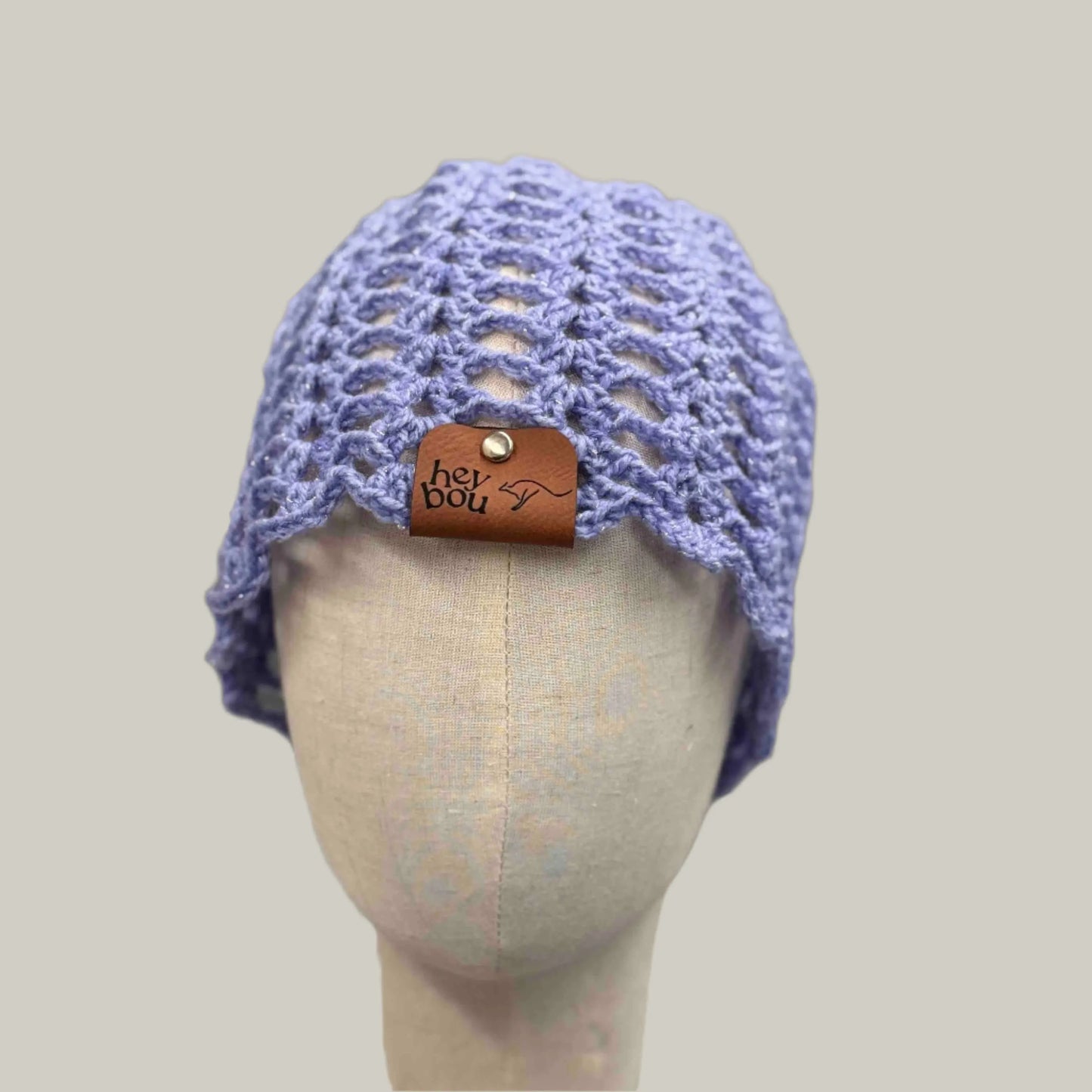 Maeve Open Lace Double Crochet Sparkle XL Adult Beanie 56-75cm H 21cm HeyBou - Made by Lisa