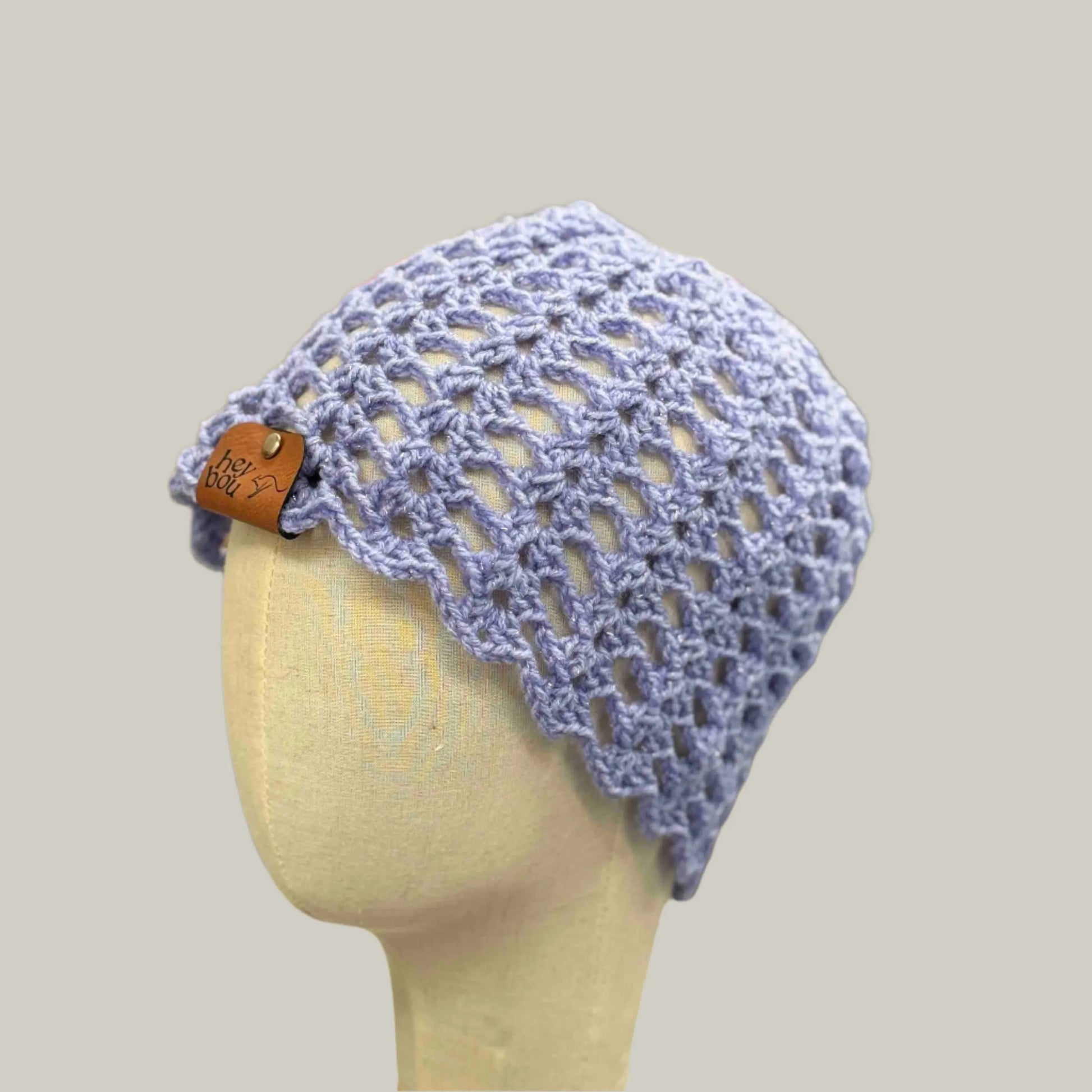 Maeve Open Lace Double Crochet Sparkle XL Adult Beanie 56-75cm H 21cm HeyBou - Made by Lisa