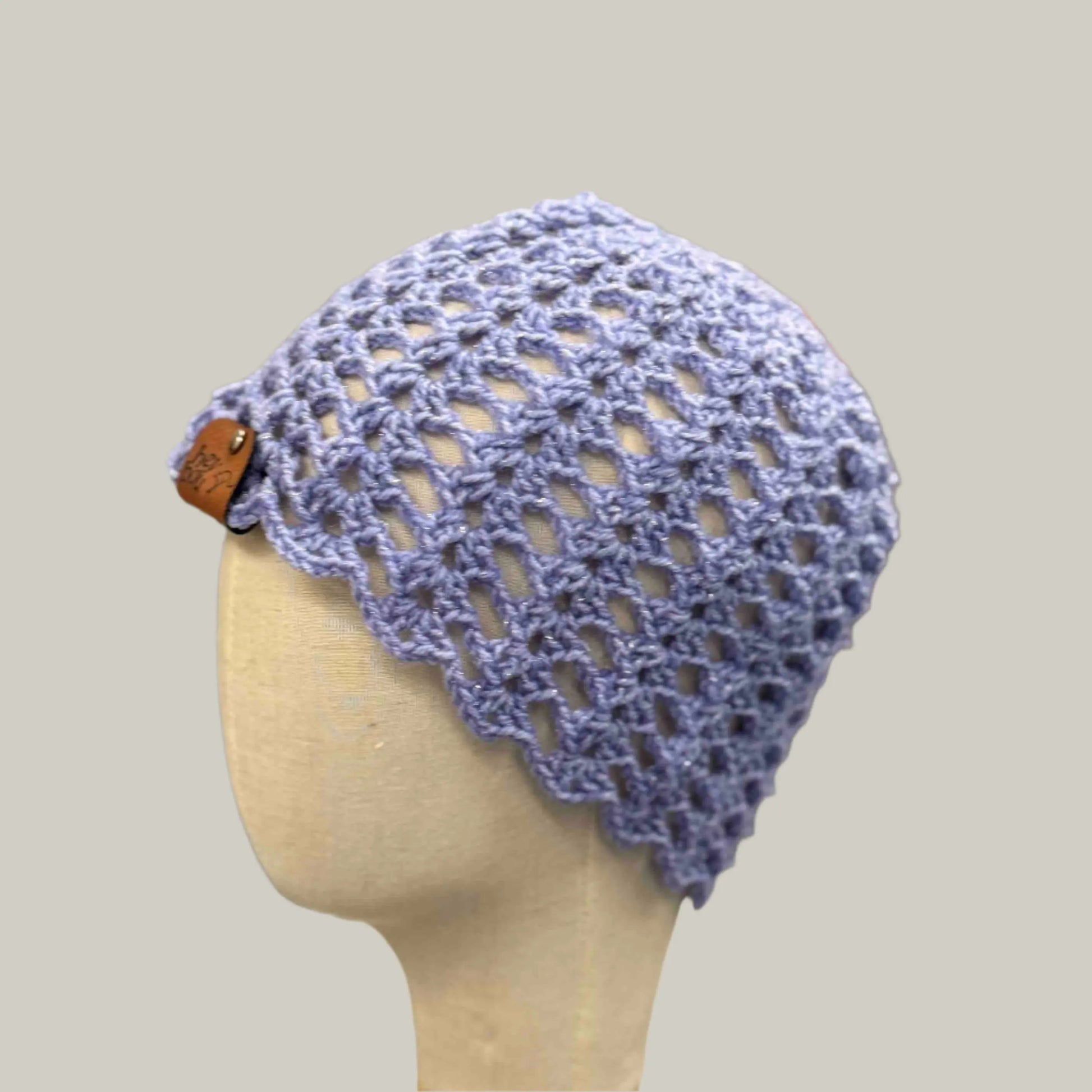 Maeve Open Lace Double Crochet Sparkle XL Adult Beanie 56-75cm H 21cm HeyBou - Made by Lisa