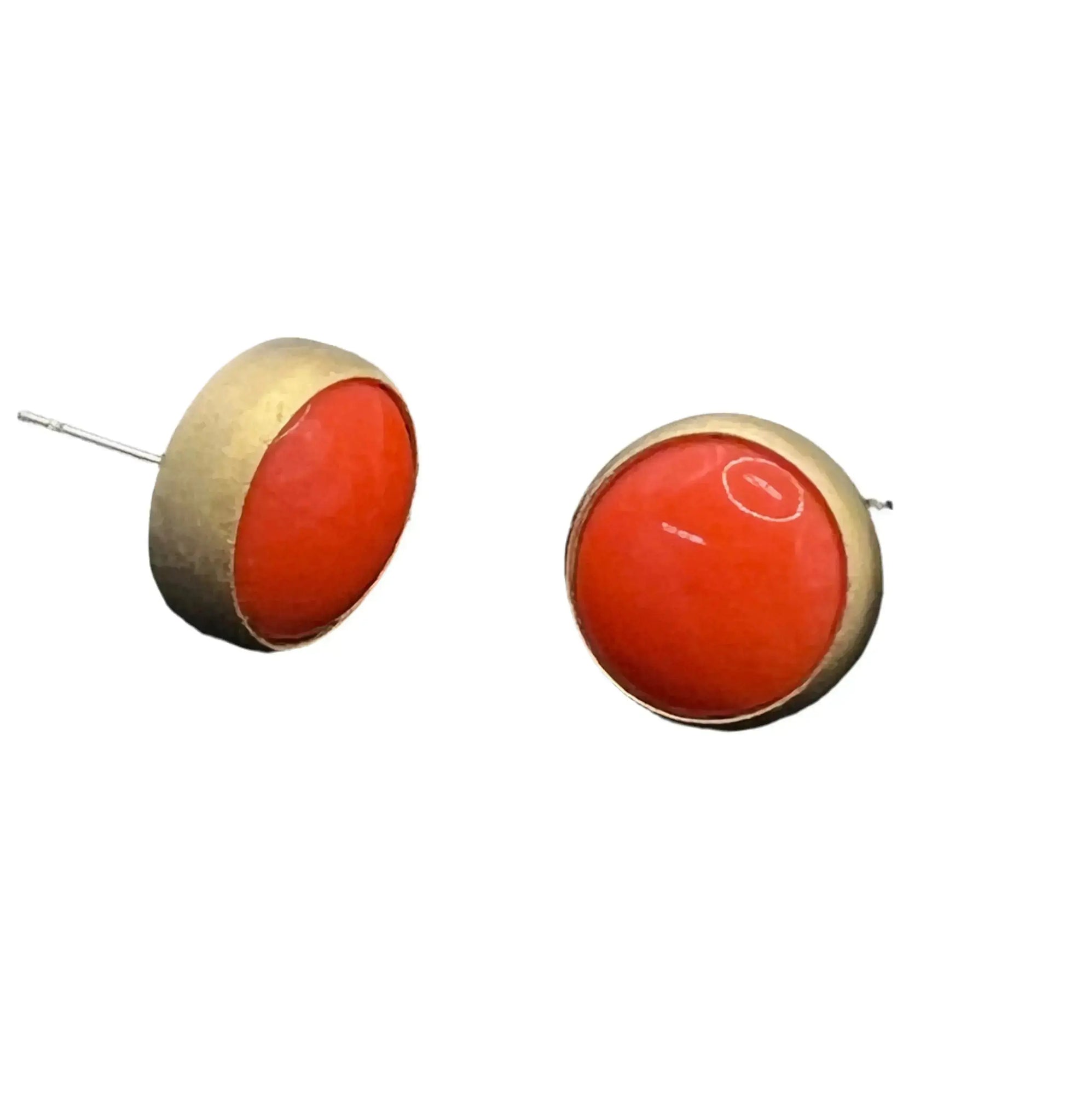 Gold Plated Natural Stone Stud Earrings Hey Bou