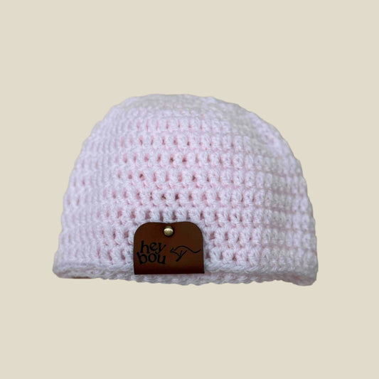 Pale Pink Double Crochet Baby/Child Beanie 40-53cm H 14cm HeyBou - Made by Lisa