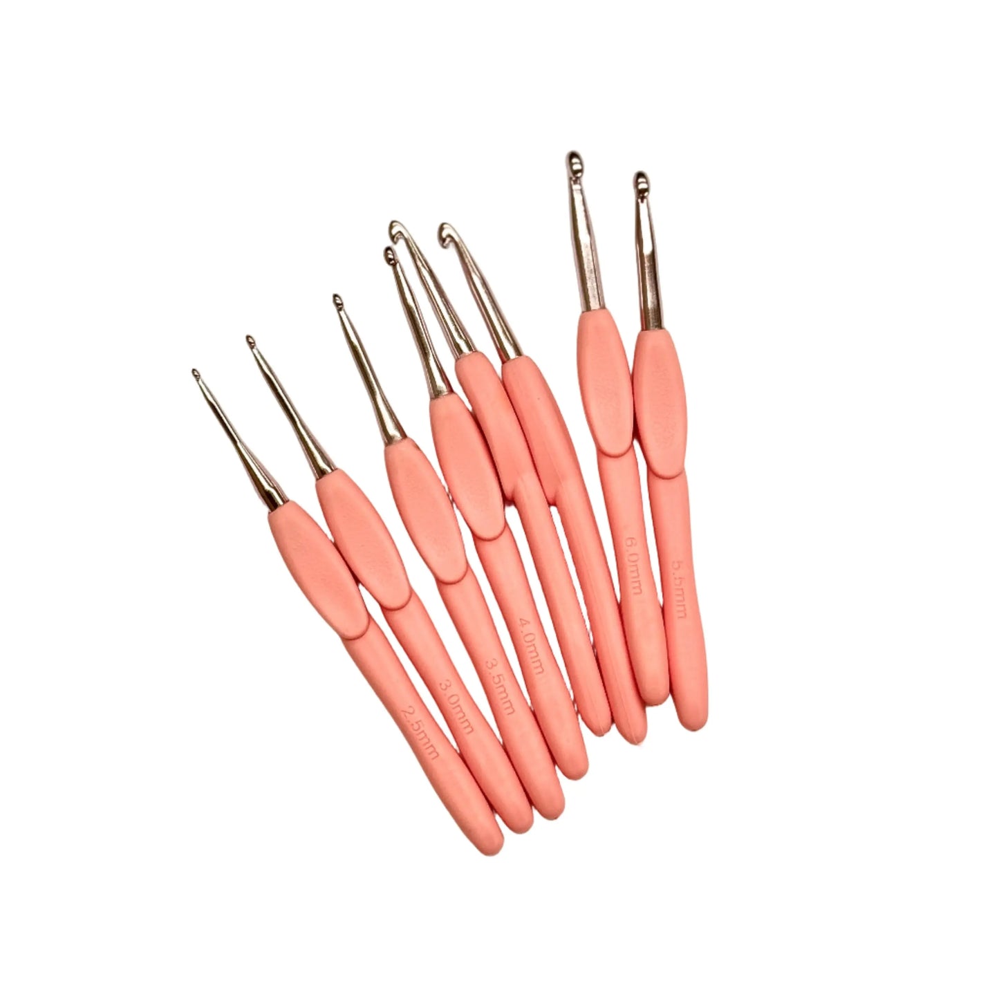 Pink Ergonomic Silicone Handle Aluminium Crochet Hook SET