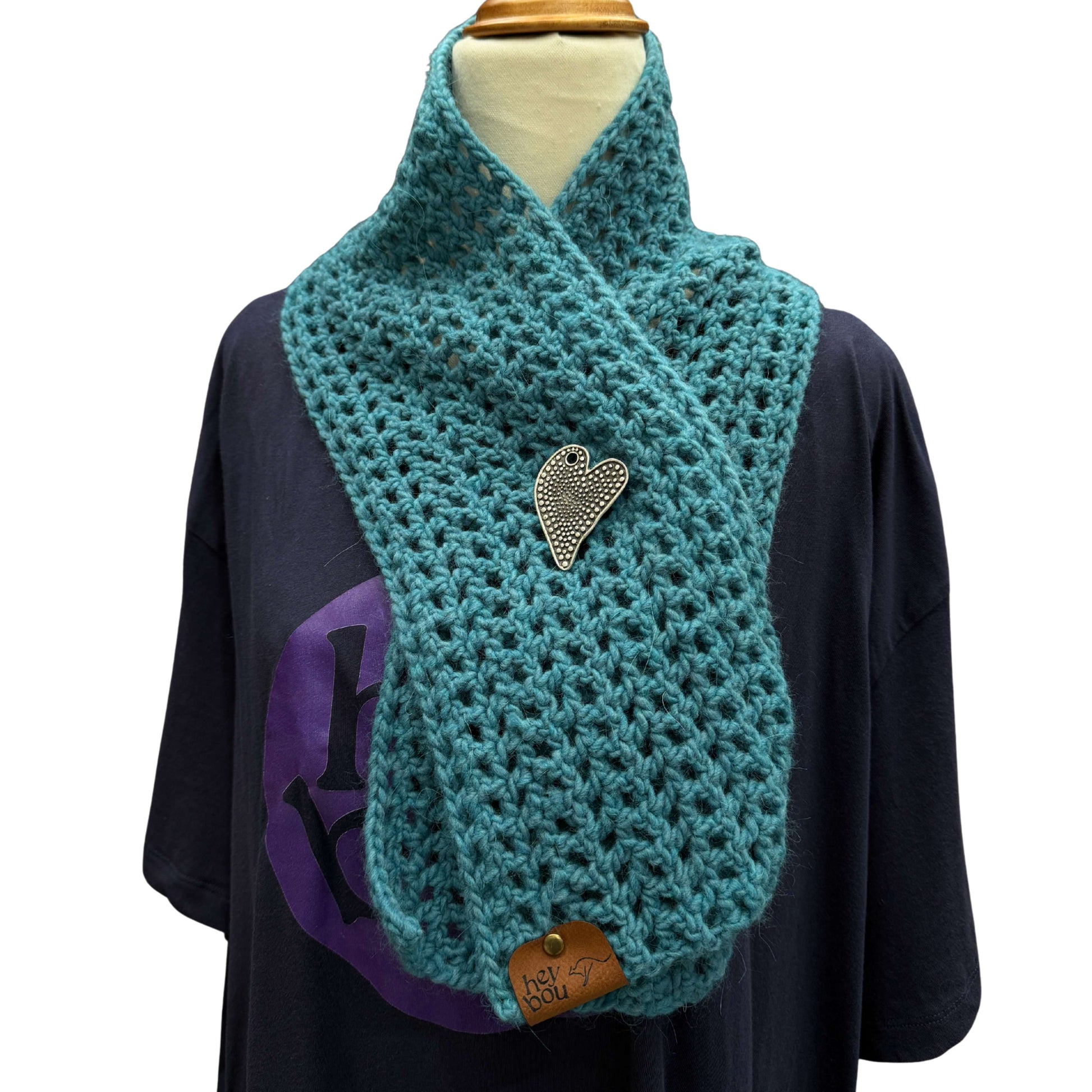 Primo Teal Double Crochet Scarf 102cm x 16cm HeyBou - Made by Lisa