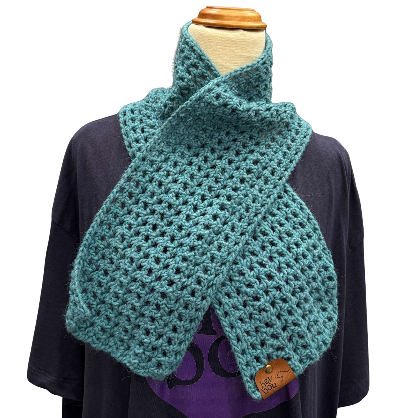 Primo Teal Double Crochet Scarf 102cm x 16cm HeyBou - Made by Lisa