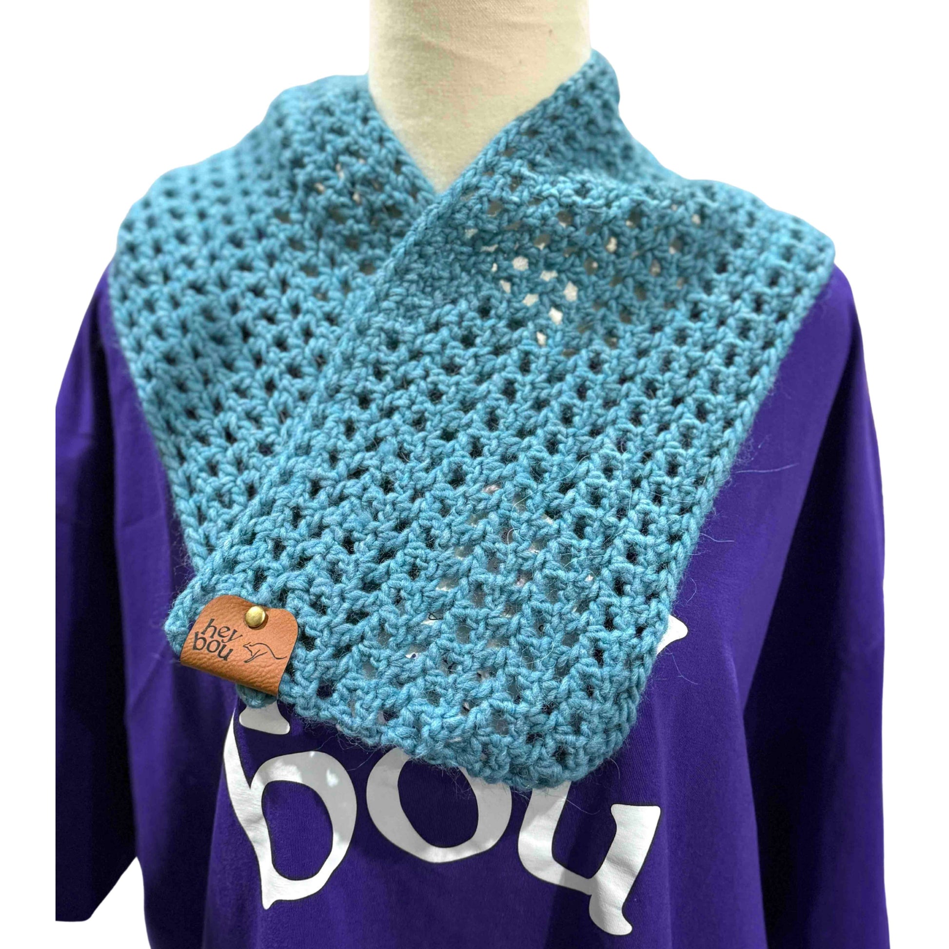 Primo Teal Double Crochet Scarf 102cm x 16cm HeyBou - Made by Lisa