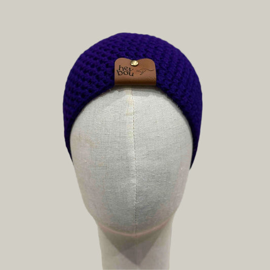Purple Double Crochet Adult Beanie 47-57cm H 19cm HeyBou