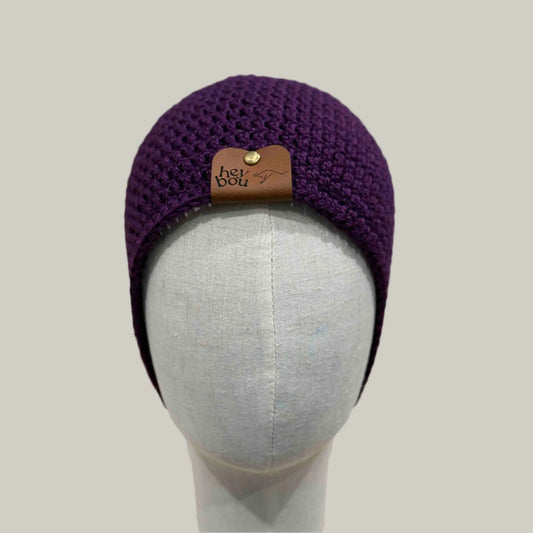 Purple Double Crochet Long Adult Beanie 51-62cm H 23cm HeyBou