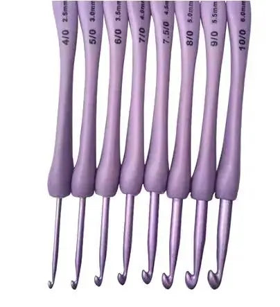 Purple Ergonomic Silicone Handle Aluminium Crochet Hook SET