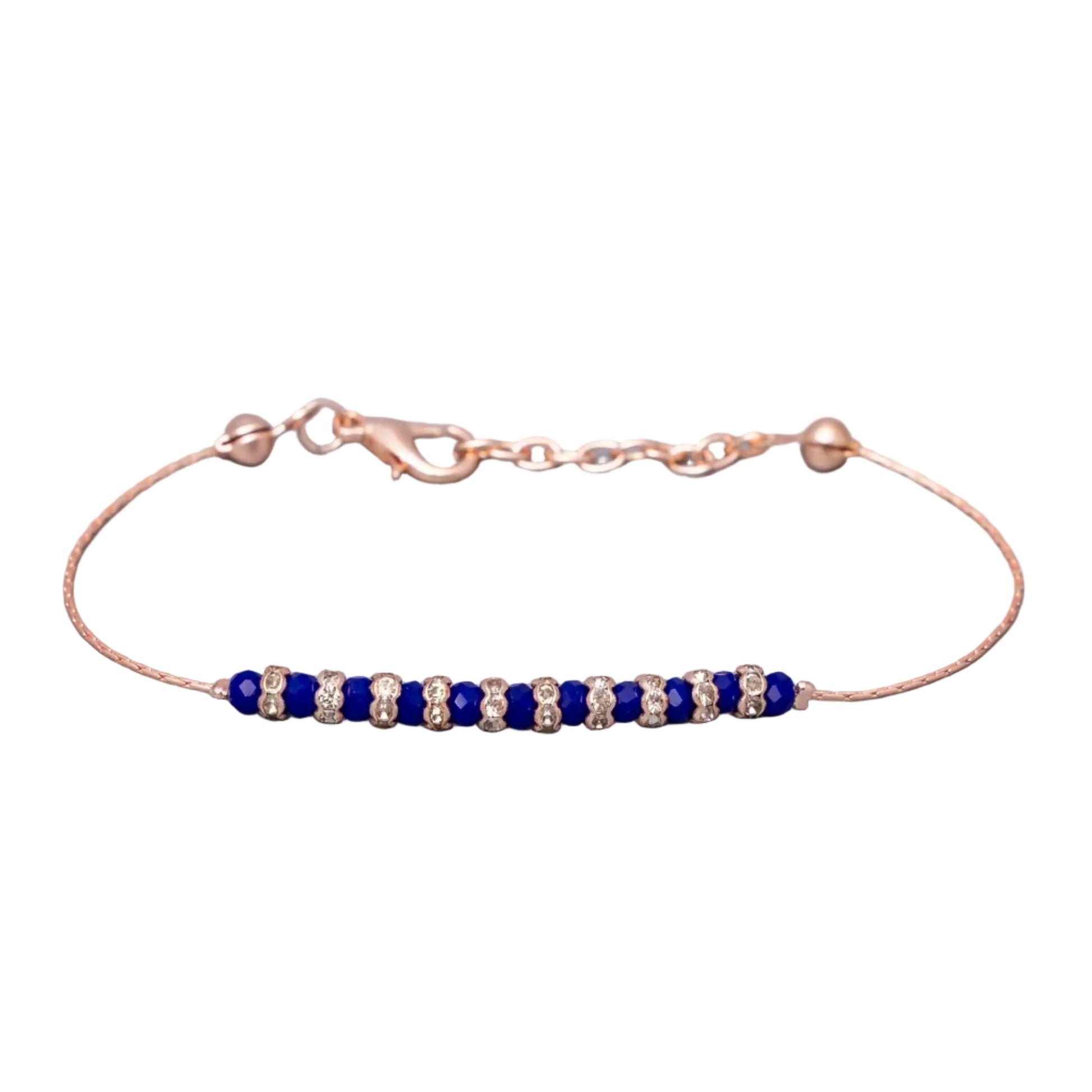 Rose Gold Blue & Gold Beads Bracelet Hey Bou