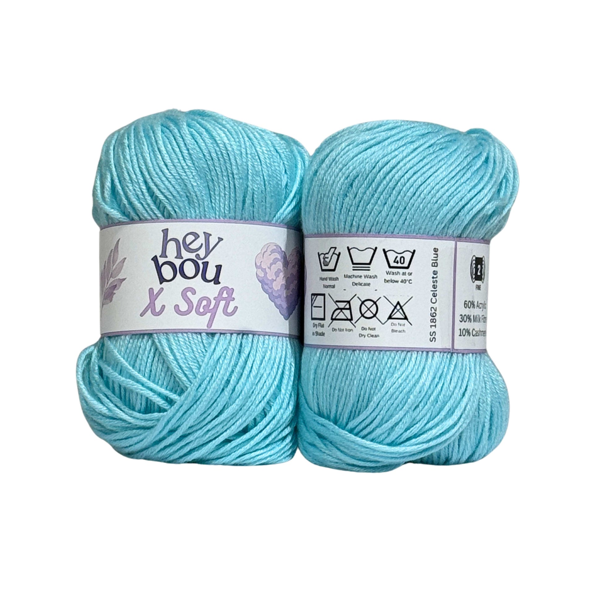 X Soft Yarn, 60% Acrylic, 30% Milk Fibre and 10% Cashmere, 50g Ball HeyBou