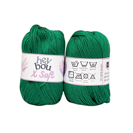 X Soft Yarn, 60% Acrylic, 30% Milk Fibre and 10% Cashmere, 50g Ball HeyBou