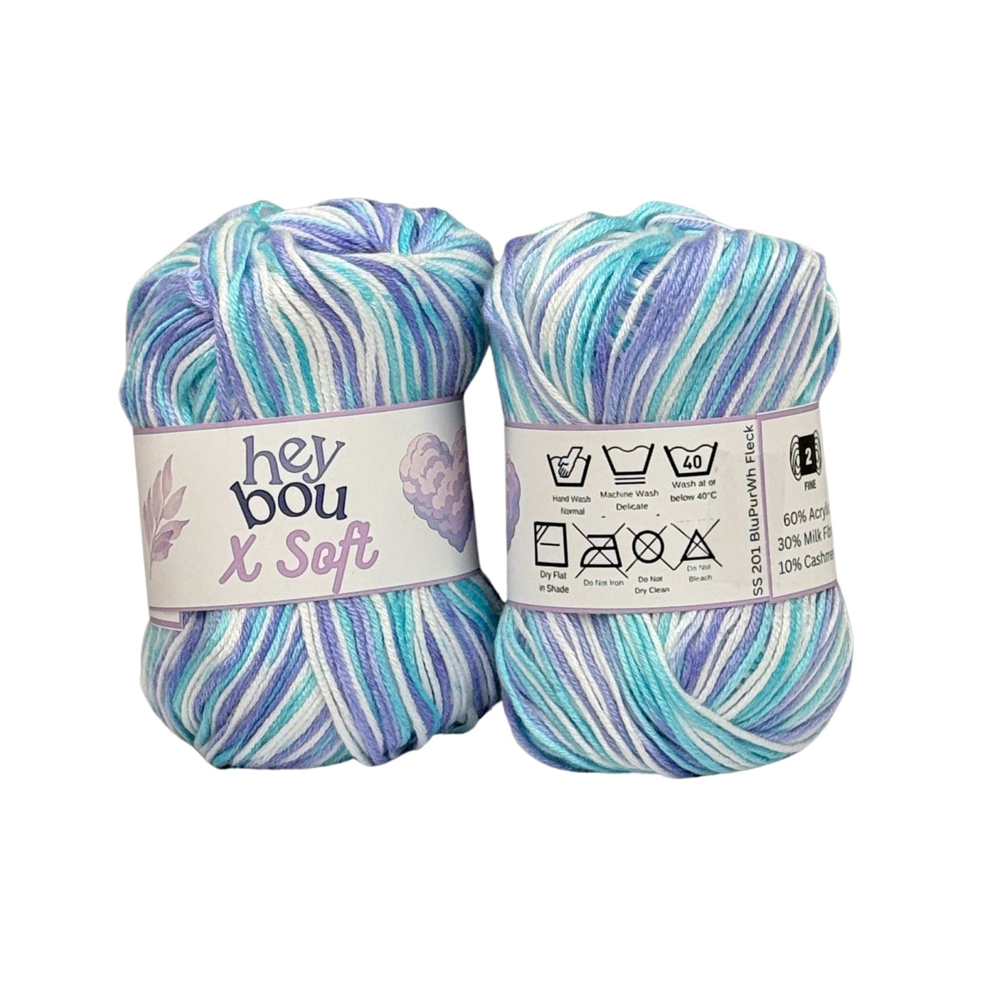 X Soft Yarn, 60% Acrylic, 30% Milk Fibre and 10% Cashmere, 50g Ball HeyBou
