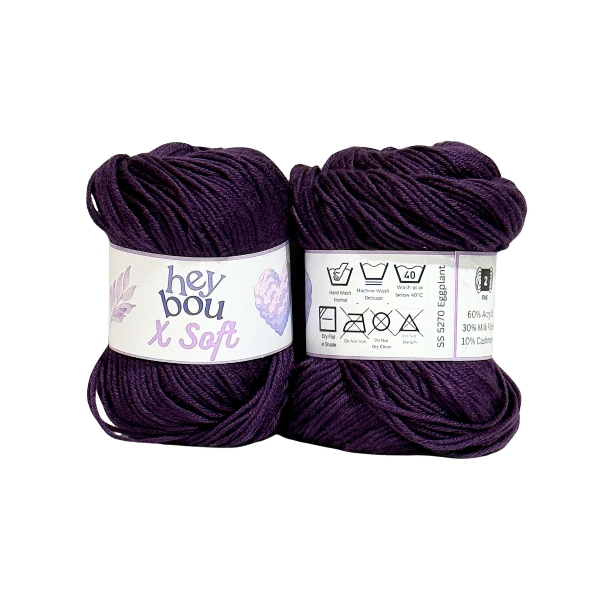X Soft Yarn, 60% Acrylic, 30% Milk Fibre and 10% Cashmere, 50g Ball HeyBou