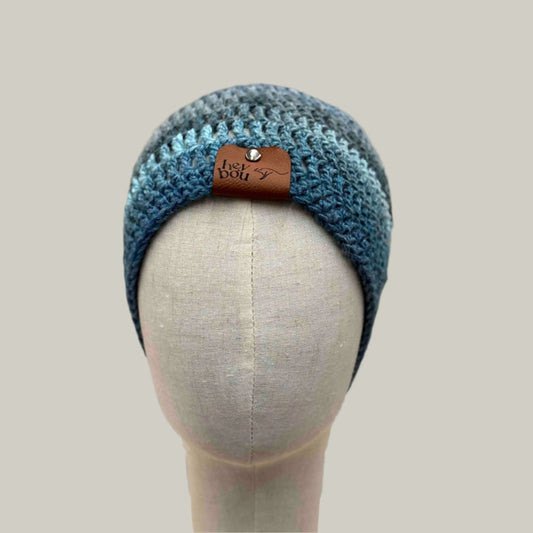 Sierra Blue Adult Treble Crochet Beanie 54-71cm H 22cm HeyBou - Made by Lisa