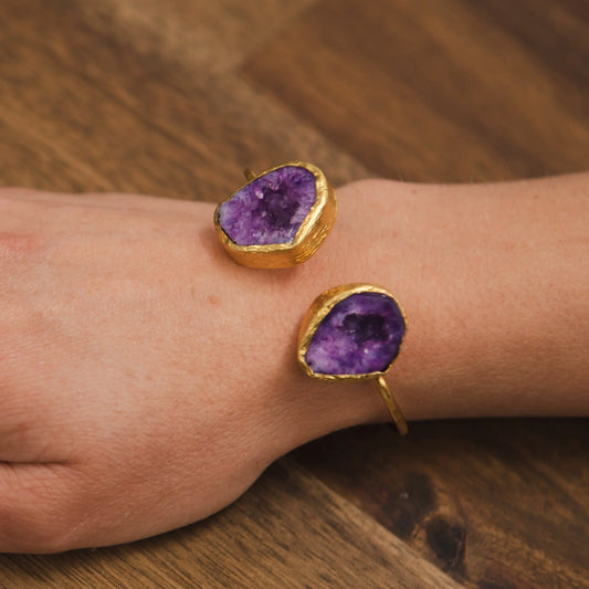 Gold Plated Amethyst 2 Stone Bracelet Hey Bou