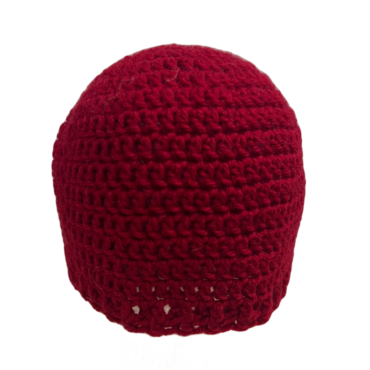 Handmade Red 2cm Rib Child Beanie 41-53cm H 16.5cm